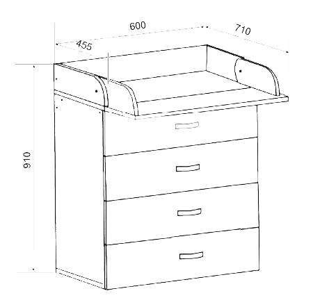 Комод с пеленальным столиком чертеж